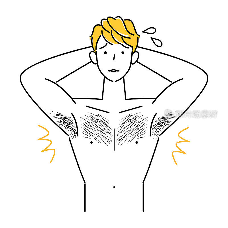 Cute man who cares about body hair with upper body simple vector可爱的男人谁关心他的体毛。插图。Simple.Vector。